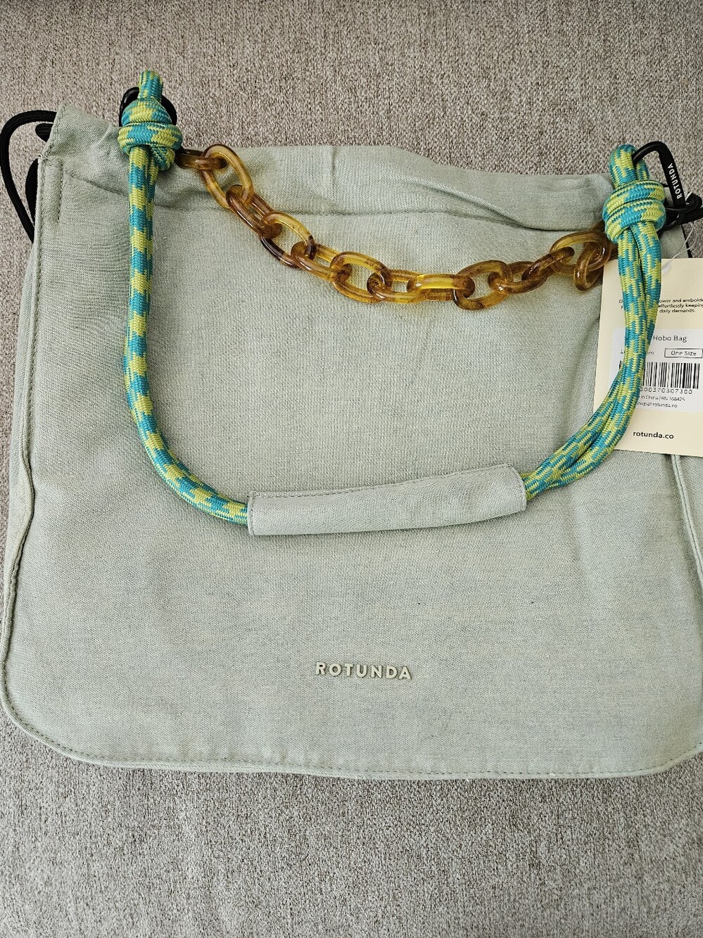 Rotunda Sant Hobo Canvas Bag with Turquoise Paracord Handle